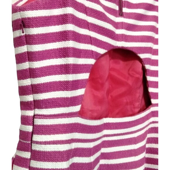 Halogen Pink White Striped Sleeveless Side Pockets Back Cutout  Dress Size 12 - Picture 10 of 12
